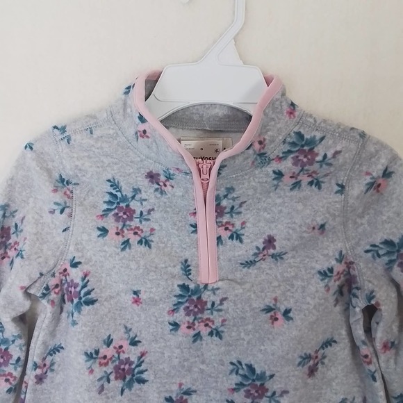 Oshkosh‎ 1/4 Zip Fleece Pullover Size 6 in Grey w/ Floral Print - Picture 11 of 11